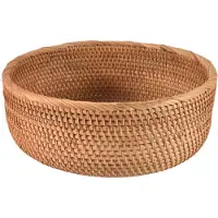 SEM Runde Obst- und Brotaufbewahrungsschalen aus natürlichem Rattan (groß, 1 Stück)