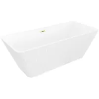 Mexen Tava freistehende, geriffelte Badewanne 170 x 75 cm, weiß, Überlauf gebürstetes Gold - 52851707500-55