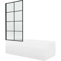 Mexen Cubik Rechteckbadewanne 170 x 70 cm mit Verkleidung und 1-flügliger Duschabtrennung 70 cm, Schwarzes Design fix - 55031707