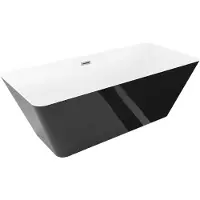Mexen Velo Slim freistehende Badewanne 170 x 75 cm, weiß/schwarz, Überlauf Gun Metal - 52811707575-95