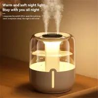 Melitt 6,8 L Luftbefeuchter mit Großer Kapazität, USB-Doppelspray, Leiser Luftbefeuchter, Heimschlafsaal, Schlafzimmer, Schreibtisch Nachtlicht, Beige