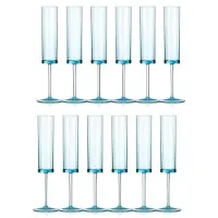 Jojomino Champagnerflöten, 6 oz, quadratische Champagnergläser, Coupes mit Stiel, wiederverwendbare Toastgläser für Hochzeiten, 12er-Pack, blau