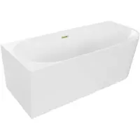 Mexen Mia freistehende rechteckige Badewanne 180 x 80 cm, Weiß, mit Überlauf in gebürstetem Gold - 52691808000L-55