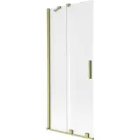 Mexen Velar Duschwand für die Badewanne, 2-flügelig, schiebbar, 80 x 150 cm, matt, gebürstetes Gold - 896-080-000-31-55