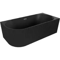 Mexen Gia freistehende Ecke Wann 150 x 75 cm, schwarz matt, Überlauf gun grau gebürstet - 52701507571P-66