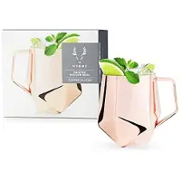 Viski Facettierter Moscow Mule-Becher, Edelstahl, Kupferbeschichtung, Fassungsverm gen 425 ml, Cocktail-Trinkgef