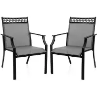 Helloshop26 Gartenstühle - - Set von 2 - Bequem - Ausgestanztes Design - Graues Metall