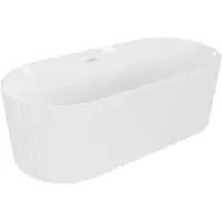 Mexen Paola freistehende geriffelte Badewanne 170 x 80 cm, weiß glänzend, weißer Überlauf - 52721708000-20