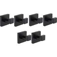 Spactz 6er-Pack mattschwarze Handtuchhaken aus Edelstahl für Badezimmer, rostfrei, für Kleidung, Mäntel, Wandmontage, quadratischer Kleiderbügel