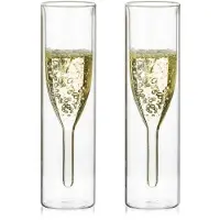 Aihontai Lose doppelwandige Kristall-Champagnergläser, klassisch tulpenförmig, henkellos, aus Klarglas, mundgeblasen