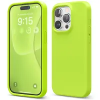 Elago Kompatibel mit iPhone 15 Pro, Flussigsilikon, Ganzkorper-Schutzhulle, stossfest, weiches Mikrofaser-Innenfutter, kratzfest, 6,1 Zoll (Limette)