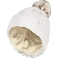 Heat Holder Wärmehalter - Damen Strickfleece gefütterte Thermo-Bommelmütze mit Pom Pom