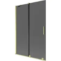 Mexen Velar 2-flügelige verschiebbare Badewannenwand 120 x 150 cm, Graphit, gebürstetes Gold - 896-120-000-41-55