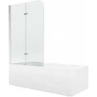 Mexen Cubik Rechteckbadewanne 150 x 70 cm mit Verkleidung und 2-flügeliger Blende 100 cm, Transparent, Chrom - 550315070X9010020