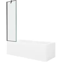 Mexen Cubik rechteckige Badewanne 150 x 70 cm mit Verkleidung und 1-flügliger Duschabtrennung 50 cm, Schwarzes Design - 55031507