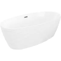 Mexen Olea freistehende, gerillte Badewanne 170 x 80 cm, weiß, Überlauf gun gray gebürstet - 52821708000-66