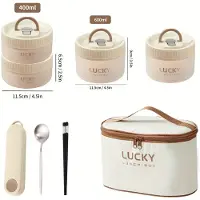 MaxPower Tragbare runde Lunchbox aus durchsichtigem Kunststoff, 2000 ml, mit Geschirr und Tasche, 4 Stück/Stück