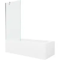 Mexen Vega rechteckige Badewanne 160 x 70 cm mit Verkleidung und 1-flügliger Duschabtrennung 80 cm, transparent, chrom - 5501160