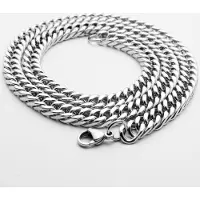 MaxPower (Silber -6mm50cm) Edelstahl-Halskette, kubanische Kette, polierte Hip-Hop-Hundertkette für Herren und