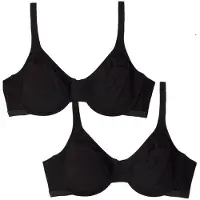 Fruit Of The Loom Ungeftterter Damen-Bgel-BH von Baumwoll- und Spandex-Mischung fr natrliche Form und Flexibilitt, Schwarz/Schwarz, 38DD
