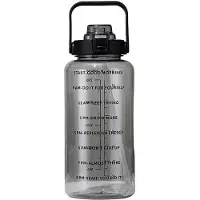 MaxPower Transparente Wasserflasche mit 2 l Fassungsvermögen und Bounce-Abdeckung, Zeitskala-Erinnerung, auslaufsicherer