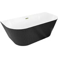 Mexen Oris freistehende gerillte Wanne 170 x 80 cm, weiß/schwarz, Ablauf gold - 52871708075-50