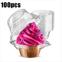 Torribaly Einzelne Cupcake-Behälter, 100 Stück durchsichtige Boxen, Halter mit Deckel