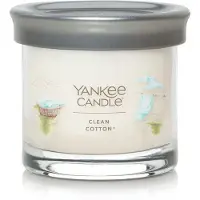 Yankee candle Clean Cotton Scented Signature Kerze mit Einzeldocht, 113 ml, kleine Tumbler-Kerze, ber 20 Stunden Brenndauer