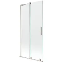 Mexen Velar L Badewannenfaltwand 2-flügelig verschiebbar 95 x 150 cm, transparent, gebürstetes Nickel - 896-095-003-01-97
