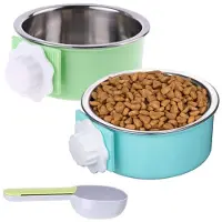 Melitt 2 StüCk Hundenapf, Abnehmbarer Edelstahl Tierzwinger zum AufhäNgen Von Futter Wasser Feeder SchüSsel KäFig Coop Cup mit