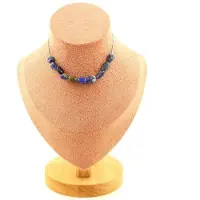 Bijoux Steine und Mineralien. Collier mit 10 Perlen Lapis Lazuli aus Pakistan. Kette aus rostfreiem Stahl für Damen und Herren. Personalisierbare Größe.