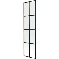 Mexen Next Badewannenwand 1-flügelig 50 x 150 cm, schwarzes Muster, gebürstetes Kupfer - 895-050-000-00-77-65