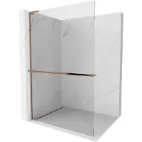 Mexen Kioto+ L Duschwand mit Regale Walk-in 55 x 200 cm, transparent, roségold - 800-055-123-60-00