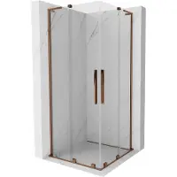 Mexen Velar L Duo Duschkabine, schiebbar, 80 x 80 cm, transparent, Roségold - 871-080-080-02-03-60