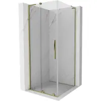 Mexen Velar L Duschkabine schiebbar 90 x 90 cm, transparent, gold - 871-090-090-03-50