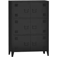 Helloshop26 Büroschrank - Metallisch - Schwarz - 6 Türen - 3 Regale - Industriestil