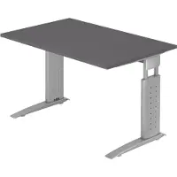 Bümö Schreibtisch Serie-U - Größe: 120 x 80 cm, Gestell: Silbergrau, Nachbildung: Graphit
