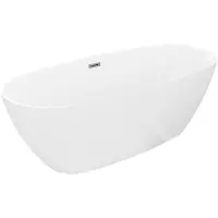 Mexen Luvo Slim freistehende Badewanne 170 x 75 cm, weiß, Überlauf Gun Metal - 52801707500-95