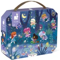 Janod Puzzle - Feen und Seerosen - Kinderpuzzle im Koffer - 36 Teile