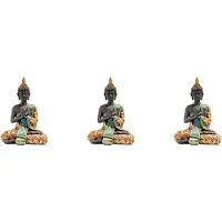 Tlily 3X Buddha Statue Thailand Skulptur Harz Handgemachte Buddhismus Hindu Feng Shui Figur Meditation Wohnkultur Ornament