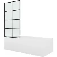 Mexen Vega Rechteckbadewanne 160 x 70 cm mit Verkleidung und 1-flügliger Duschabtrennung 70 cm, Schwarzes Design - 550116070X930