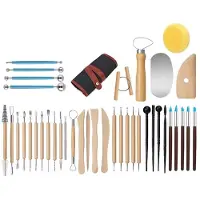 Tlily 40-Teiliges DIY-Werkzeugset zum Modellieren Von Keramikton, Doppelseitiges, Lufttrocknendes Schnitzwerkzeugset Aus Keramikton, Glätten der