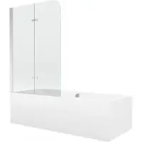 Mexen Cube Rechteckbadewanne 170 x 80 cm mit Verkleidung und 2-flügeliger Blende 80 cm, Transparent, Chrom - 550517080X900802010