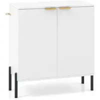 Helloshop26 Buffet - - 2er-Set - 70x37x78 cm - Weiß - Aluminium - Kipp-Schutz