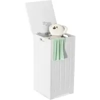 Helloshop26 Wäschekorb - - 30 x 30 x 61 cm - Mit Deckel - MDF - Seitliche Griffe