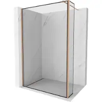 Mexen Kioto Duschwand Walk-in 90 x 30 cm, schwarzes Muster, gebürstetes Kupfer - 800-090-212-65-70-030