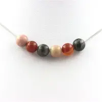 Bijoux Steine und Mineralien. Kette mit Rhodonit-, Labradorit- und Bänderagatperlen 8 mm, Kette aus rostfreiem Stahl.