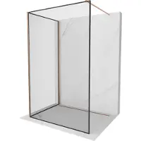 Mexen Kioto Walk-in Duschwand 140 x 90 cm, schwarzes Muster, borniertes Messing