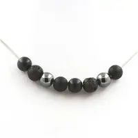 Bijoux Steine und Mineralien. Halskette mit Hämatitperlen + Lavaperlen + matt schwarzem Onyx + schwarzem Obsidian 8 mm Kette aus rostfreiem Stahl.