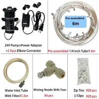 MaxPower (6 m Schlupfsperre B) Neues leises Garten-Wassernebel-Sprühsystem, elektrisches Membranpumpen-Set, Gewächshaus-Bewässerung,